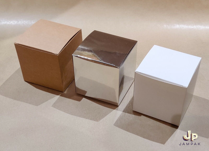 Gift Boxes 10.5x10.5cm Square ECO KRAFT WHITE SILVER GOLD Storage Cupcake Candle